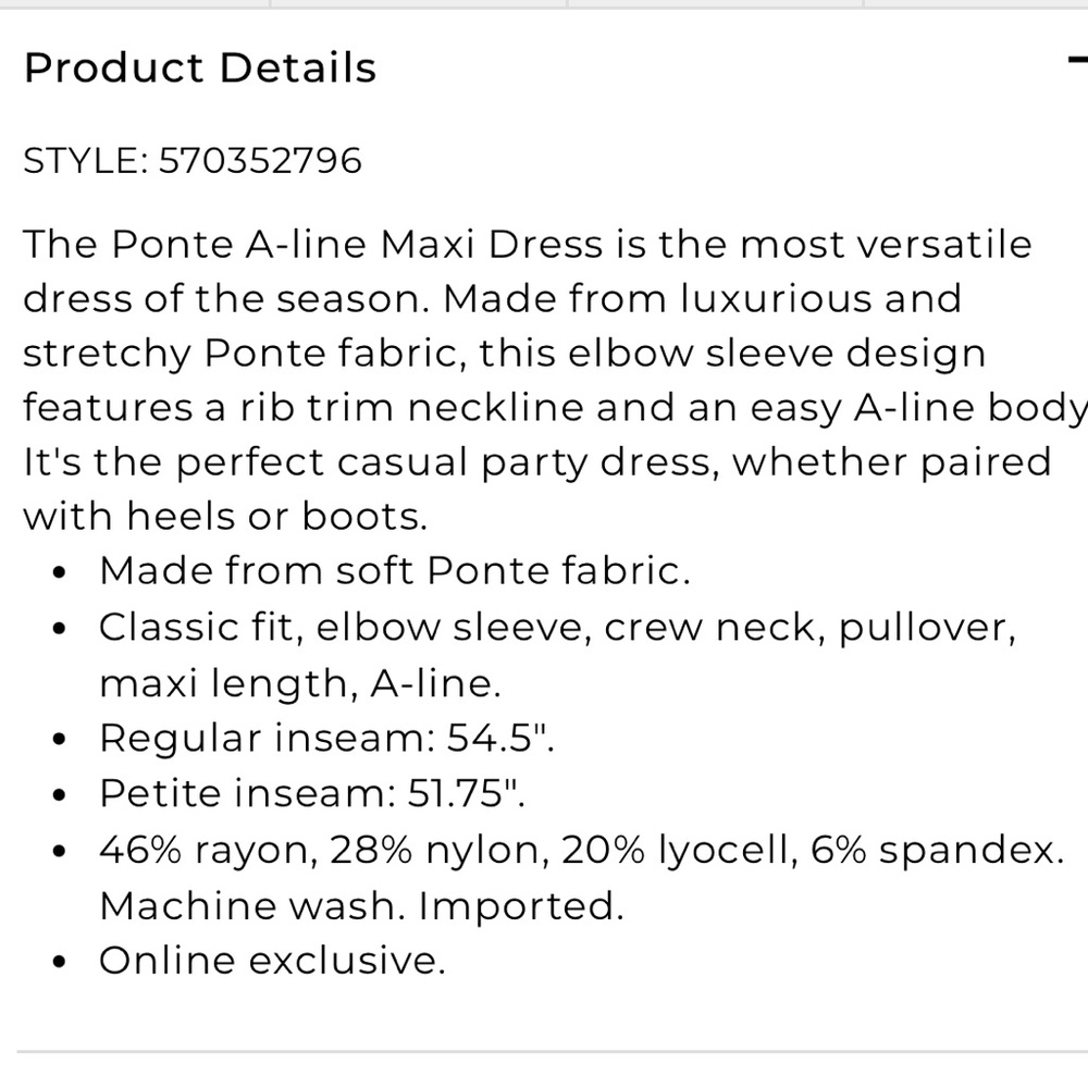 Chico’s ponte A-line elbow sleeve maxi dress in black 1/US 8 - Picture 11 of 11